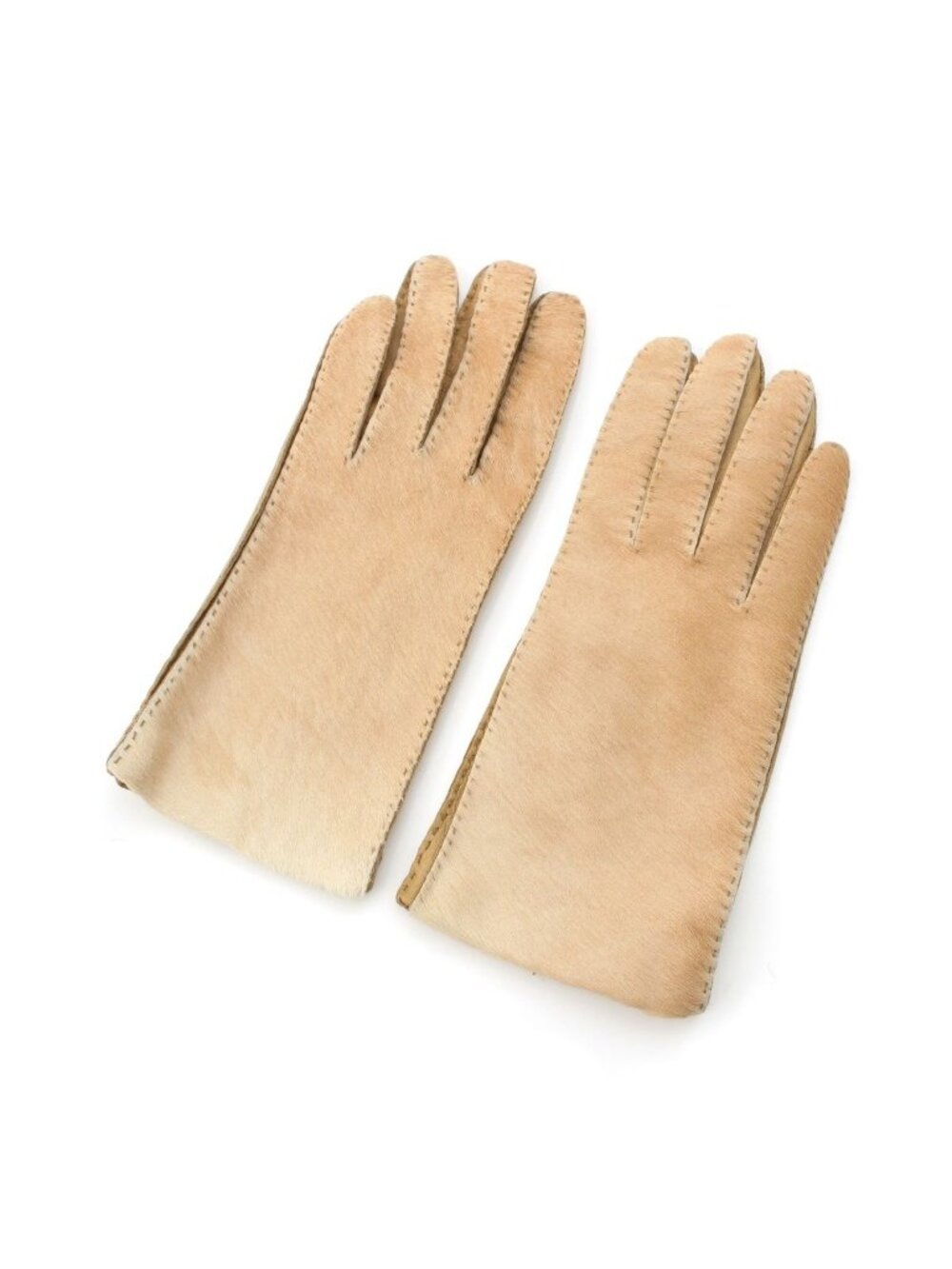 Prada Calf Hair Horseskin Gloves Beige
